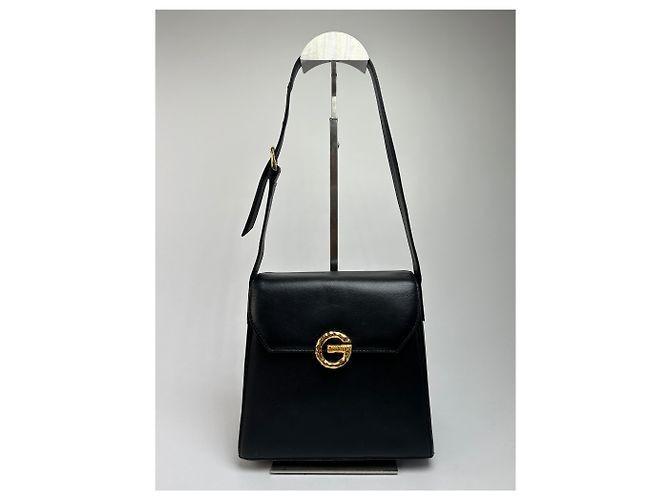 Vintage Givenchy strukturierte Lederhandtasche mit oberem Griff Späte 1970s Black - Ansicht 12
