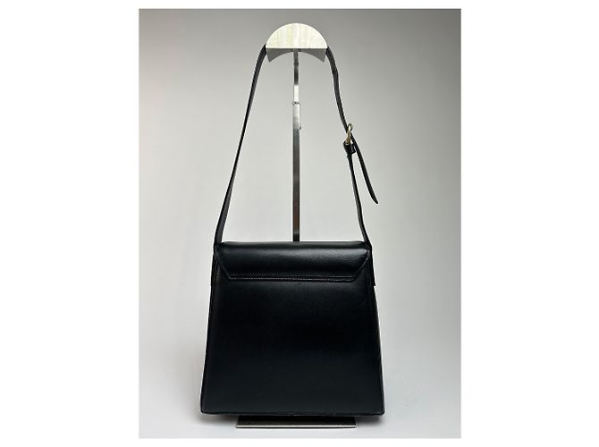 Vintage Givenchy strukturierte Lederhandtasche mit oberem Griff Späte 1970s Black - Ansicht 2