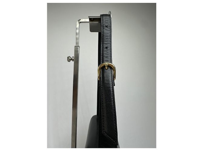Vintage Givenchy strukturierte Lederhandtasche mit oberem Griff Späte 1970s Black - Ansicht 5