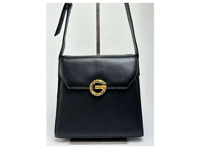 Vintage Givenchy strukturierte Lederhandtasche mit oberem Griff Späte 1970s Black - Ansicht 8