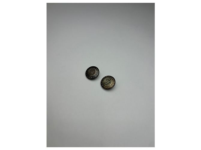 Orecchini a clip Vintage Givenchy Logo 4G Fine anni '70 Silver Black - vista 3