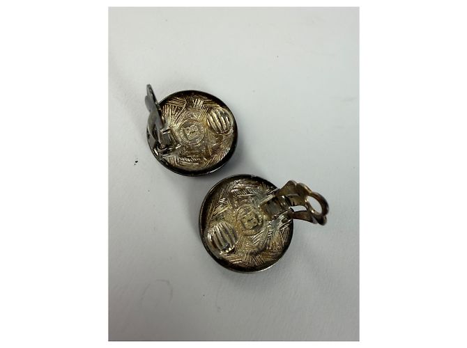 Orecchini a clip Vintage Givenchy Logo 4G Fine anni '70 Silver Black - vista 4