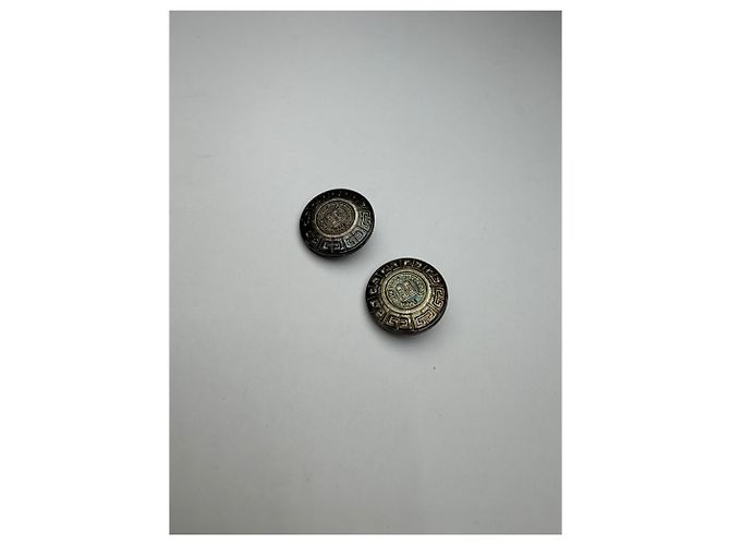 Orecchini a clip Vintage Givenchy Logo 4G Fine anni '70 Silver Black - vista 6