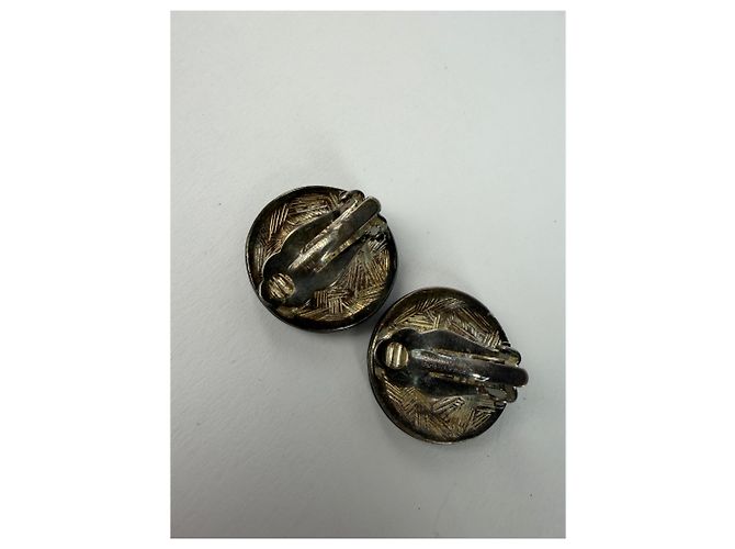 Orecchini a clip Vintage Givenchy Logo 4G Fine anni '70 Silver Black - vista 7