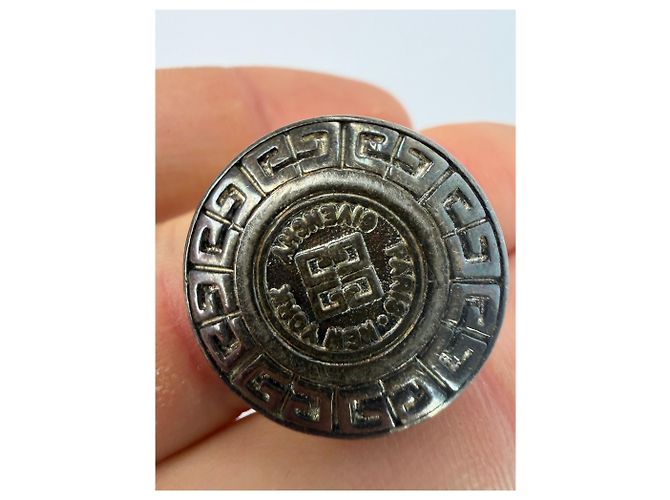 Orecchini a clip Vintage Givenchy Logo 4G Fine anni '70 Silver Black - vista 8
