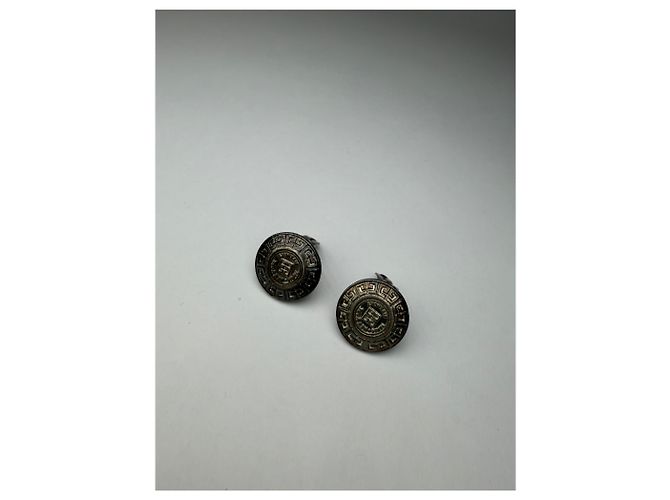 Orecchini a clip Vintage Givenchy Logo 4G Fine anni '70 Silver Black - vista 9