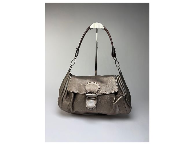 Vintage Marni Metallic Leather Flap Shoulder Bag Silver - Ansicht 13