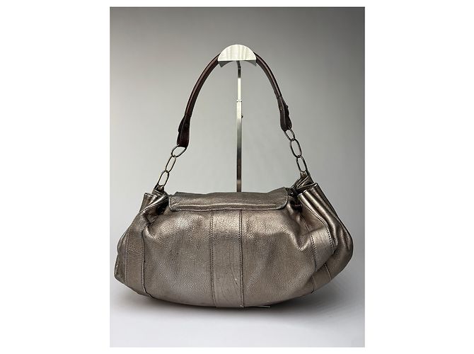 Vintage Marni Metallic Leather Flap Shoulder Bag Silver - Ansicht 2