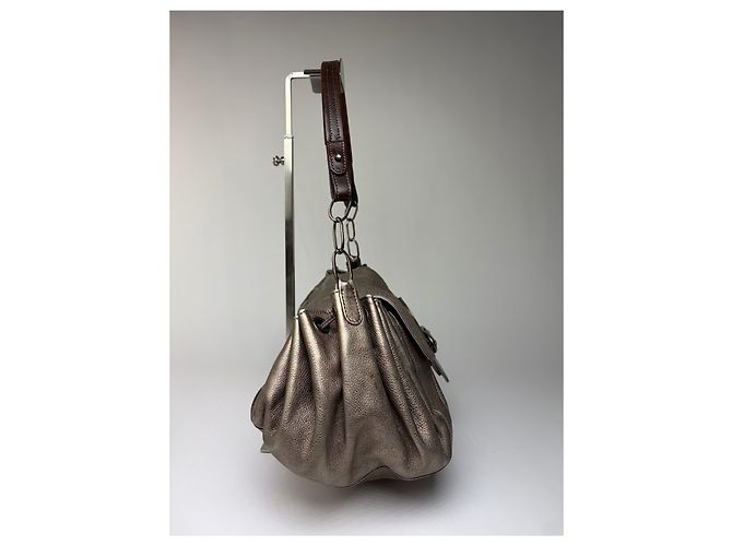 Vintage Marni Metallic Leather Flap Shoulder Bag Silver - Ansicht 7