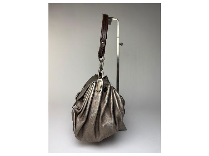 Vintage Marni Metallic Leather Flap Shoulder Bag Silver - Ansicht 8