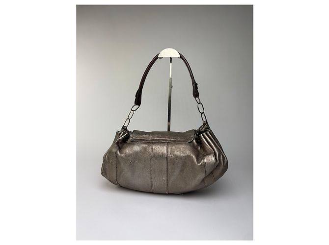 Vintage Marni Metallic Leather Flap Shoulder Bag Silver - Ansicht 9