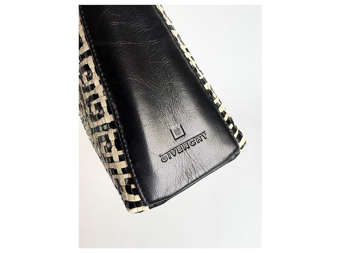 Vintage Givenchy 4G gewebte Canvas Handtasche Ende der 1990er Black Beige - Ansicht 10