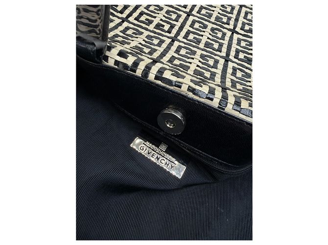 Vintage Givenchy 4G gewebte Canvas Handtasche Ende der 1990er Black Beige - Ansicht 4
