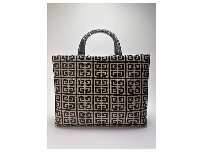 Vintage Givenchy 4G gewebte Canvas Handtasche Ende der 1990er Black Beige - Ansicht 5