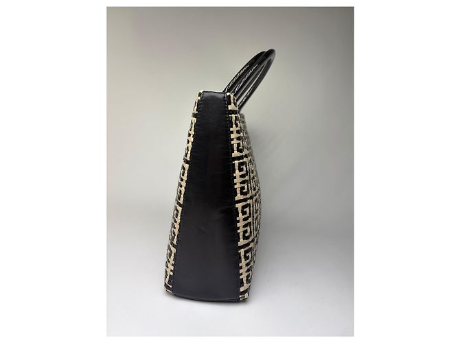 Vintage Givenchy 4G gewebte Canvas Handtasche Ende der 1990er Black Beige - Ansicht 7