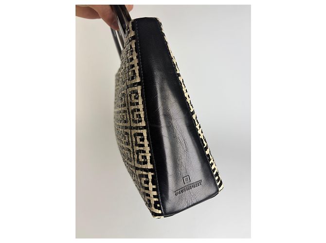 Vintage Givenchy 4G gewebte Canvas Handtasche Ende der 1990er Black Beige - Ansicht 9