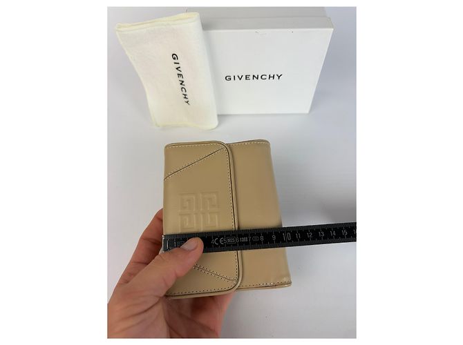 Vintage Givenchy Leder Bifold Wallet Beige Silver - Ansicht 12