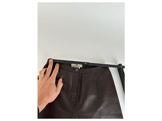 Pantaloni Vintage Givenchy Boutique in pelle di agnello Marrone S - view 10