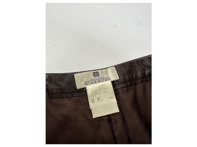 Pantaloni Vintage Givenchy Boutique in pelle di agnello Marrone S - view 11