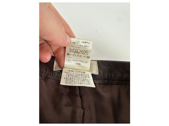 Pantaloni Vintage Givenchy Boutique in pelle di agnello Marrone S - view 12