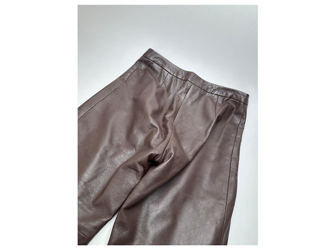 Pantaloni Vintage Givenchy Boutique in pelle di agnello Marrone S - view 13