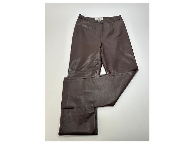 Pantaloni Vintage Givenchy Boutique in pelle di agnello Marrone S - view 14
