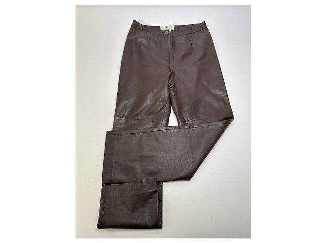 Pantaloni Vintage Givenchy Boutique in pelle di agnello Marrone S - view 2