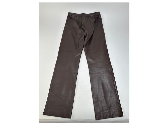 Pantaloni Vintage Givenchy Boutique in pelle di agnello Marrone S - view 3