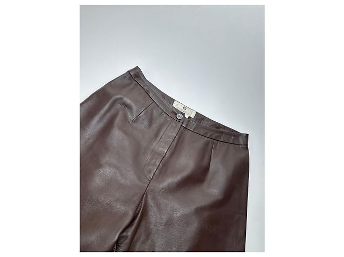 Pantaloni Vintage Givenchy Boutique in pelle di agnello Marrone S - view 6