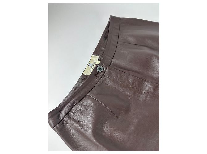 Pantaloni Vintage Givenchy Boutique in pelle di agnello Marrone S - view 7