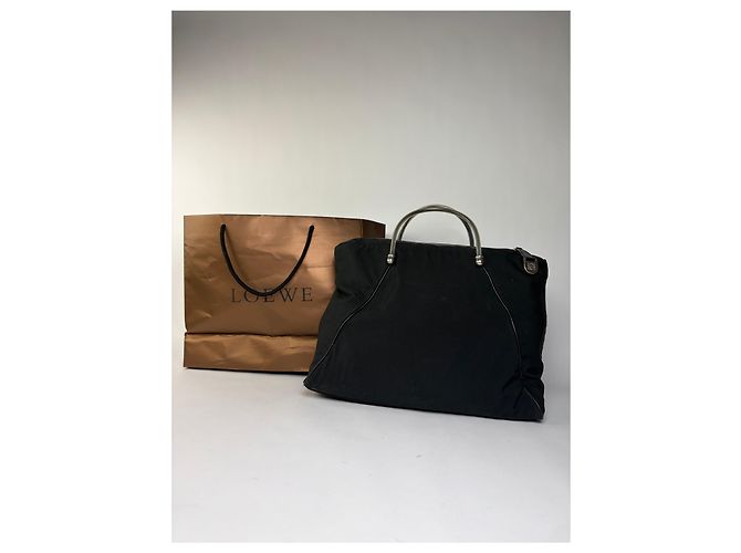 Borsa strutturata Vintage Loewe con manico, primi anni 2000, Nero - vista 12
