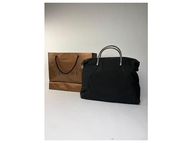 Borsa strutturata Vintage Loewe con manico, primi anni 2000, Nero - vista 13