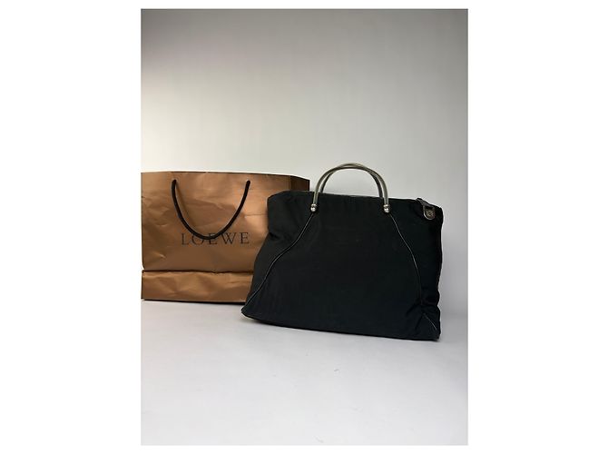 Borsa strutturata Vintage Loewe con manico, primi anni 2000, Nero - vista 2