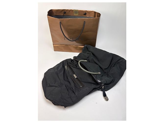 Borsa strutturata Vintage Loewe con manico, primi anni 2000, Nero - vista 3