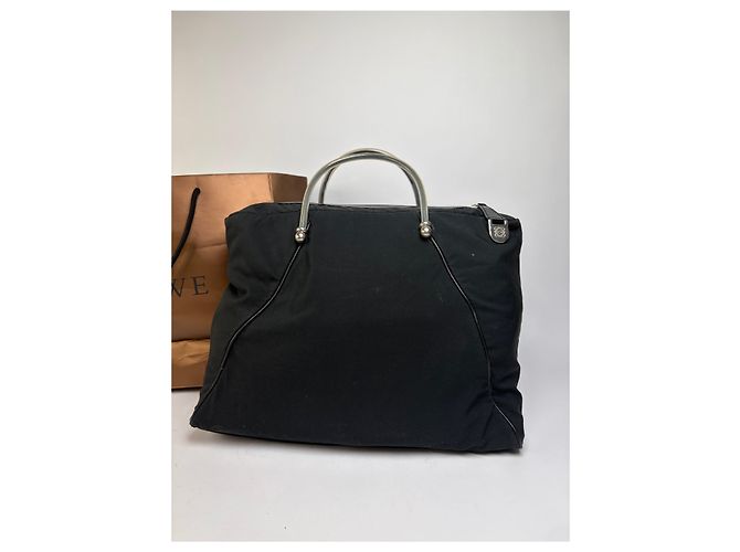 Borsa strutturata Vintage Loewe con manico, primi anni 2000, Nero - vista 5