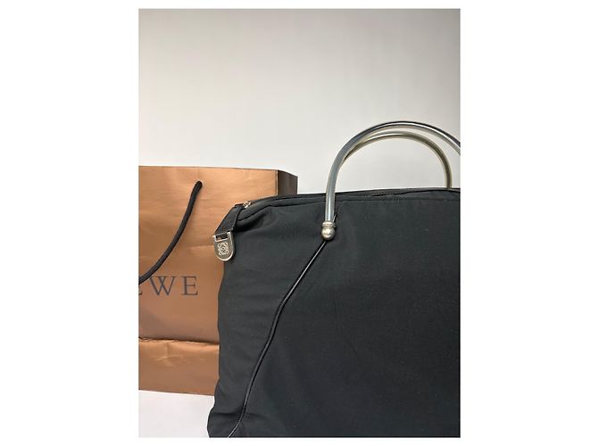 Borsa strutturata Vintage Loewe con manico, primi anni 2000, Nero - vista 8