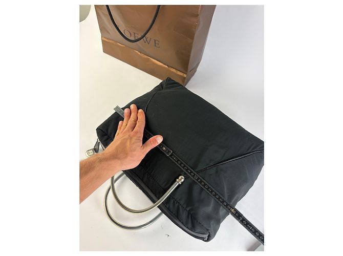 Borsa strutturata Vintage Loewe con manico, primi anni 2000, Nero - vista 9