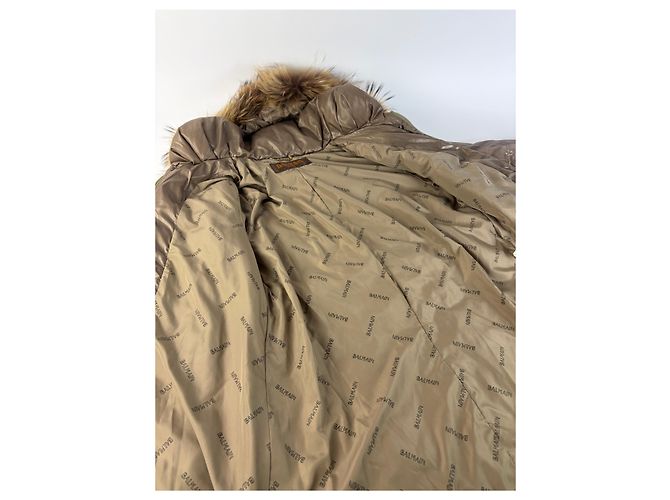 Vintage Balmain Daunenjacke Hellbraun mit Kunstpelzbesatz M - Ansicht 10