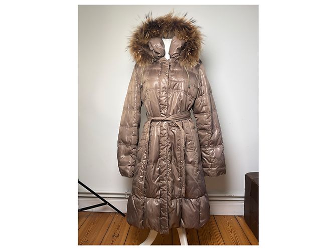 Vintage Balmain Daunenjacke Hellbraun mit Kunstpelzbesatz M - Ansicht 12