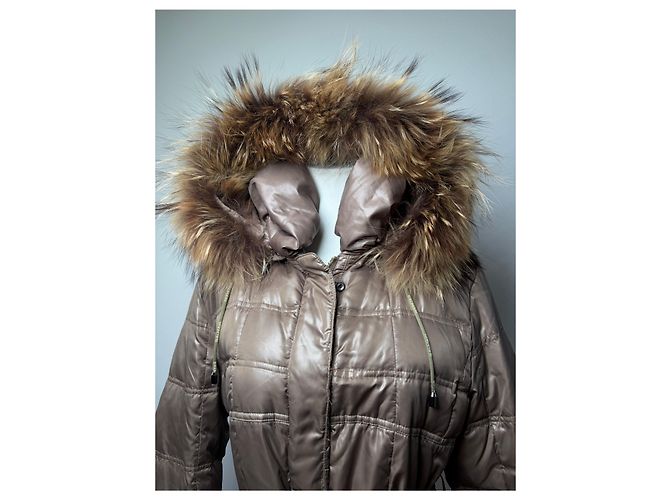 Vintage Balmain Daunenjacke Hellbraun mit Kunstpelzbesatz M - Ansicht 13