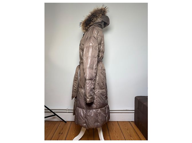 Vintage Balmain Daunenjacke Hellbraun mit Kunstpelzbesatz M - Ansicht 14