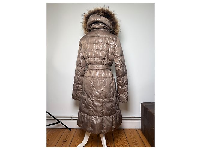 Vintage Balmain Daunenjacke Hellbraun mit Kunstpelzbesatz M - Ansicht 3