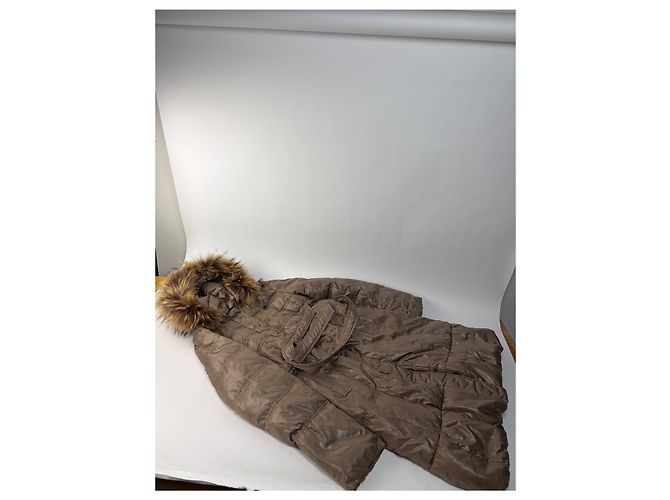 Vintage Balmain Daunenjacke Hellbraun mit Kunstpelzbesatz M - Ansicht 4