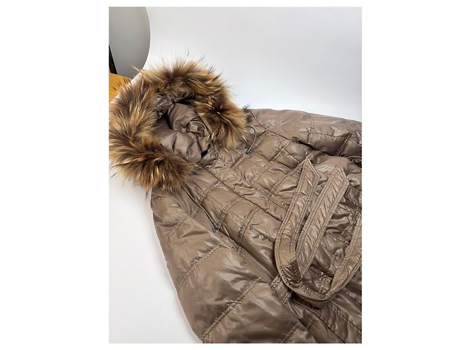 Vintage Balmain Daunenjacke Hellbraun mit Kunstpelzbesatz M - Ansicht 5