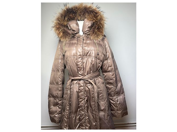 Vintage Balmain Daunenjacke Hellbraun mit Kunstpelzbesatz M - Ansicht 9