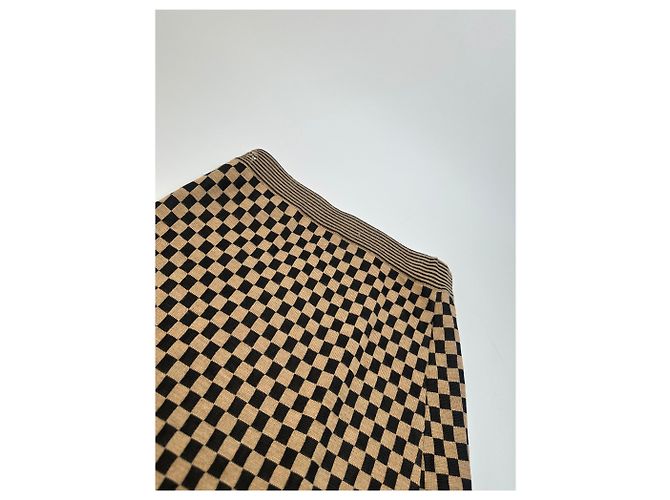 Vintage Fendi Karomuster Strickrock Beige Black L - Ansicht 11