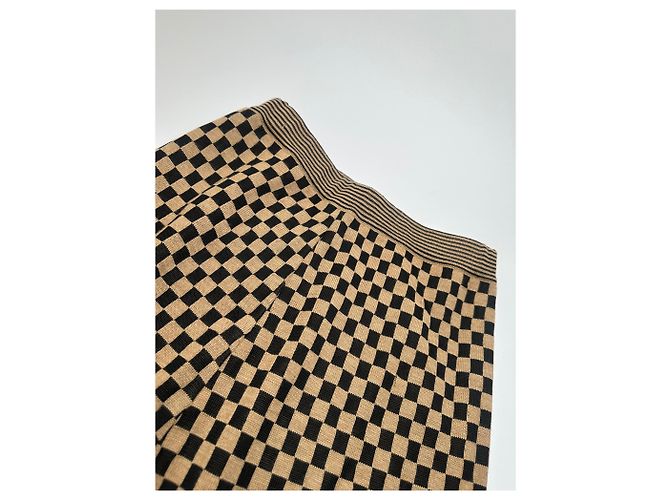 Vintage Fendi Karomuster Strickrock Beige Black L - Ansicht 5