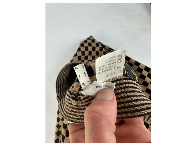Vintage Fendi Karomuster Strickrock Beige Black L - Ansicht 9