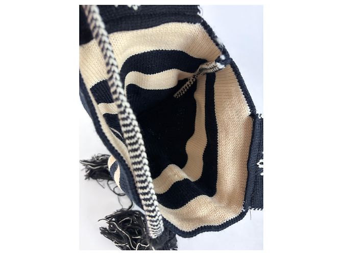 Cappello in maglia vintage Vivienne Westwood con paraorecchie Navy Cream - vista 8