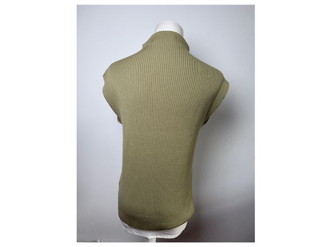 Vintage Loewe Ärmelloser Rollkragenpullover Light Olive M - Ansicht 15
